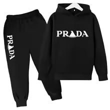 Kids' Pattern Hooded Sweatshirt Pants Two-Piece Set