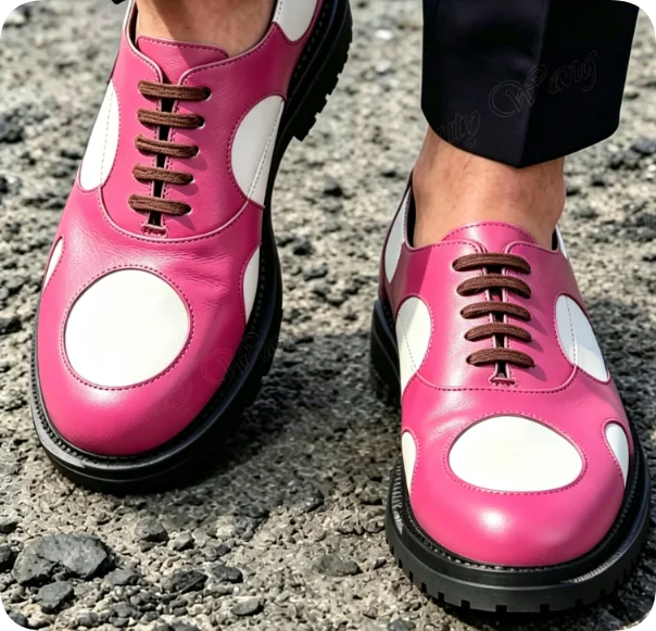 Men's Lace-Up Round Toe High Heel Boots