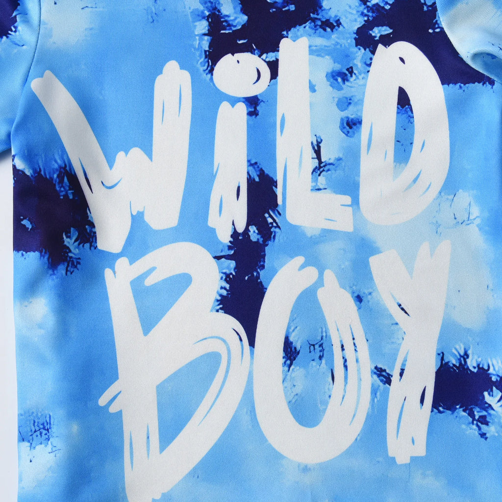Toddler Boy Summer Tie-Dye Letter Print T-Shirt and Shorts Set