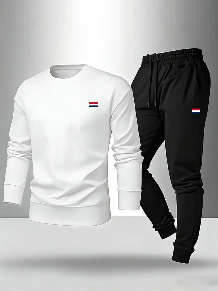 Men's Casual Long Sleeve Sweatshirt and Jogger Pants Set