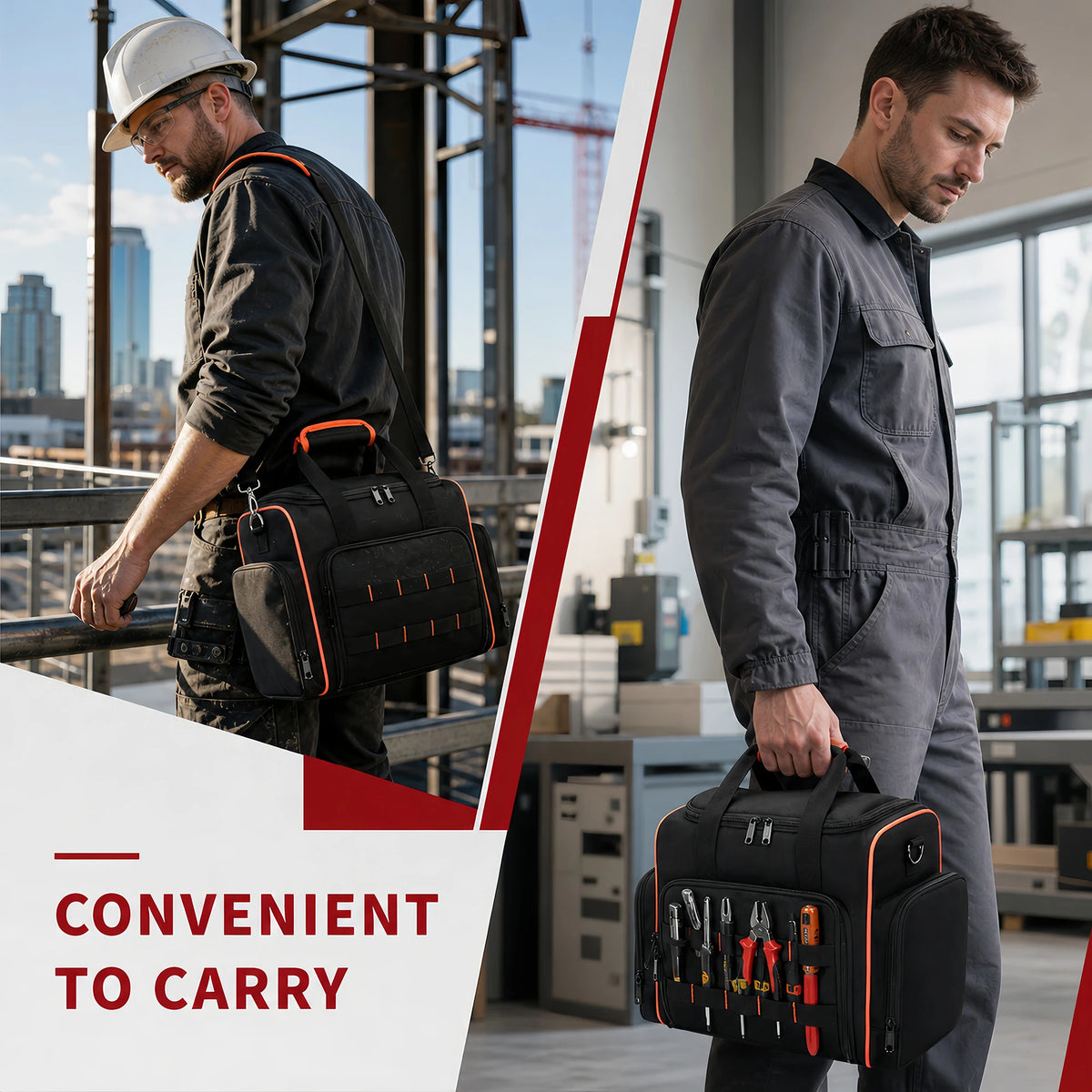 16 Inch Rolling Tool Bag with Wheels and Waterproof Storage Tote