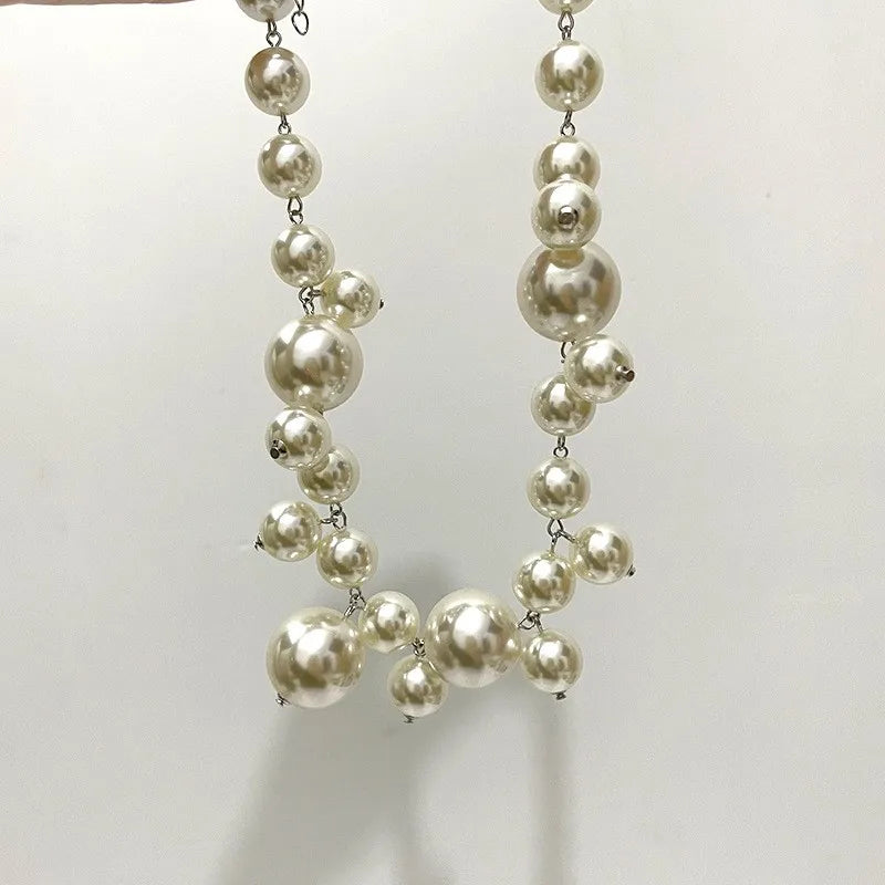 Women's Fashion Elegant Big Imitation Pearl Bead Choker Necklace