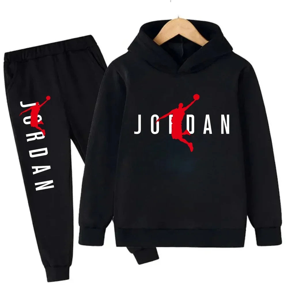 Kids' Slam Dunk Pattern Hoodie Pants Two-Piece Set