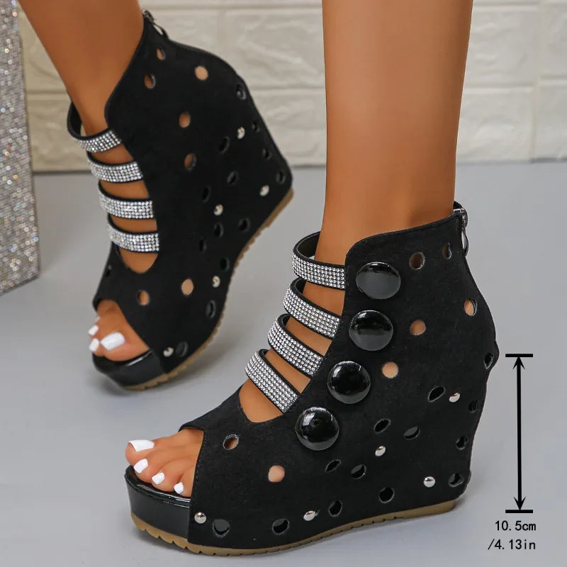 Women's Ultra High Heel Platform Wedge Sandals Open Toe