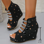 Women's Ultra High Heel Platform Wedge Sandals Open Toe