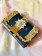 Rhinestone Embellished Women's Two-Layer Folding Wallet with Coin Purse