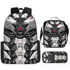 Unisex Mechanical 3D Print Backpack 3-Piece Bag Set