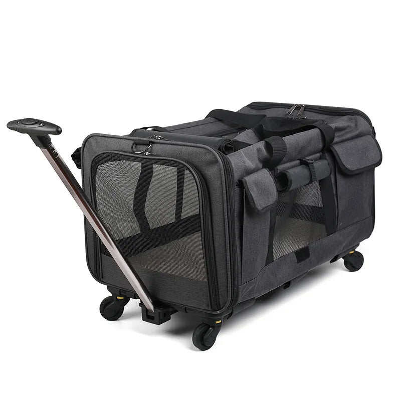 Portable Breathable Detachable Universal Wheel Pet Trolley Bag