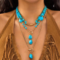 Women's Fashion Bohemian Turquoise Beaded Western Pendant Necklace