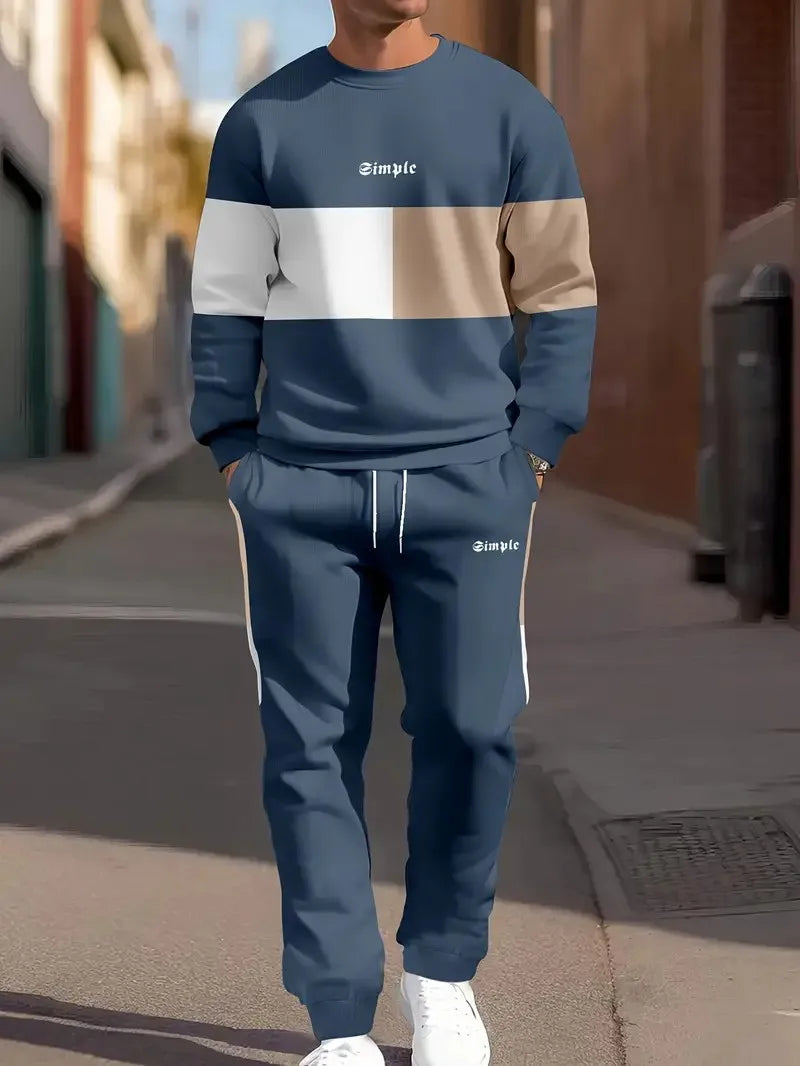 Men's Casual 3D Letter Print Sweatshirt and Pants Set