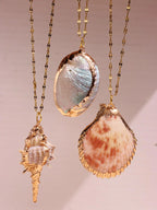 Women's Fashion Retro Gold-Tone Shell Layered Pendant Necklace