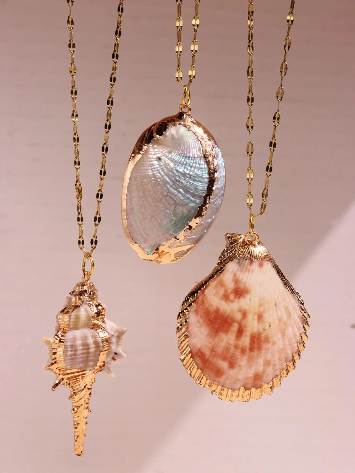 Women's Fashion Retro Gold-Tone Shell Layered Pendant Necklace