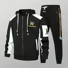 Men's Casual Printed Zip Up Cardigan and Pants Tracksuit Set