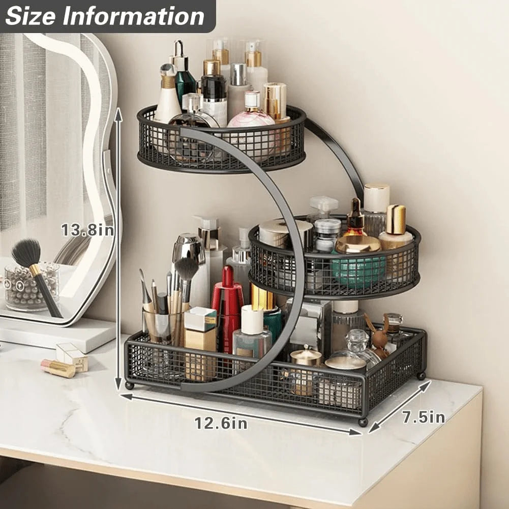 3-Tier Metal Countertop Makeup Organizer and Cosmetic Storage Shelf