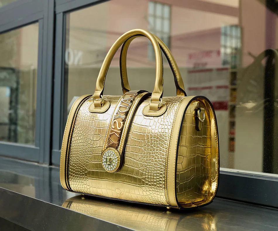 Women's Microfiber Synthetic Leather Boston Handbag