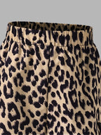 Girls' Leopard Bow Sweatshirt Wide Leg Pants Two-Piece Set