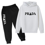 Kids' Pattern Hooded Sweatshirt Pants Two-Piece Set