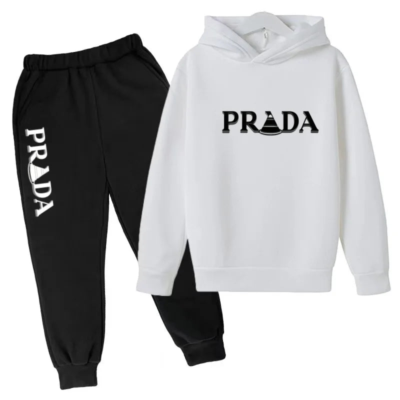 Kids' Pattern Hooded Sweatshirt Pants Two-Piece Set