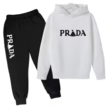 Kids' Pattern Hooded Sweatshirt Pants Two-Piece Set