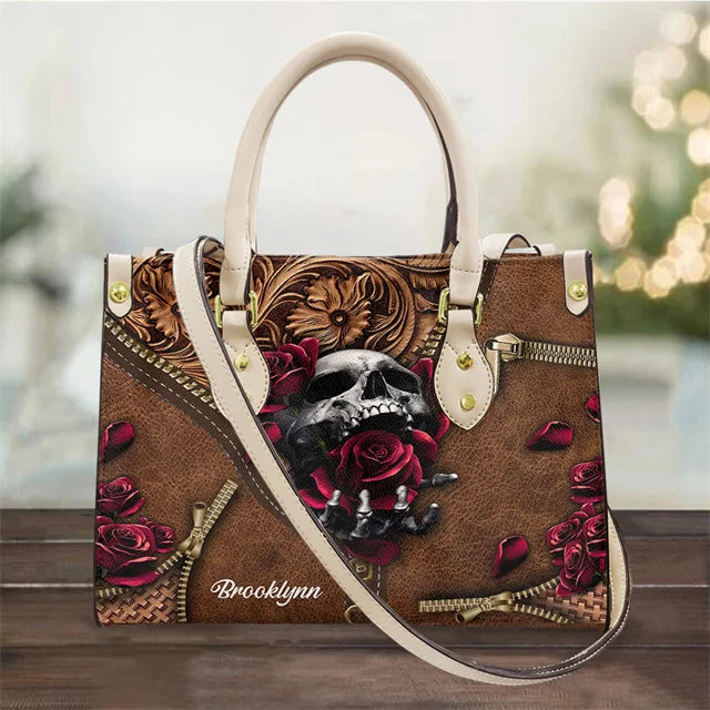Women's Skull Pattern Faux Leather Shoulder Tote Bag