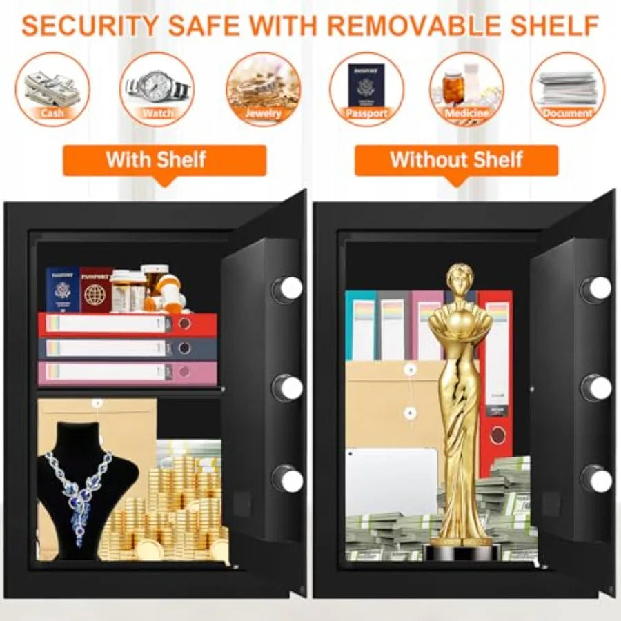 Large Keypad Home Safe and Fireproof Security Box