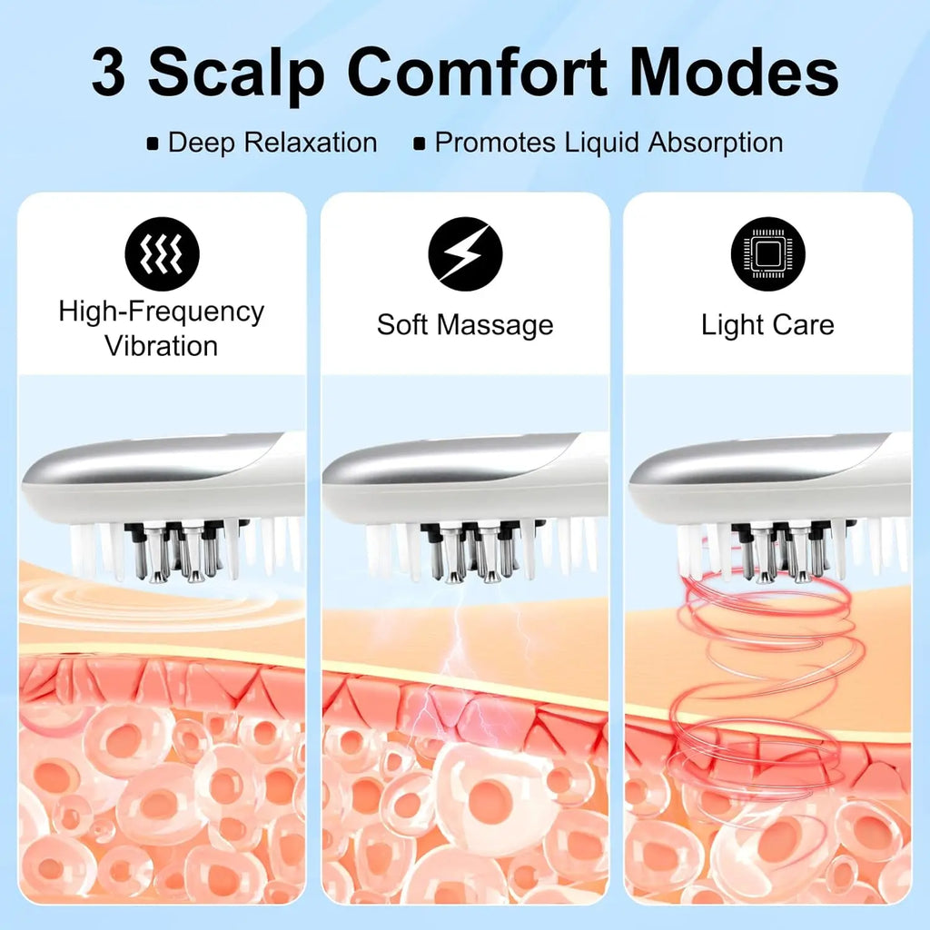 3-in-1 EMS Hair Growth Massage Comb with Light Therapy and Oil Dispenser
