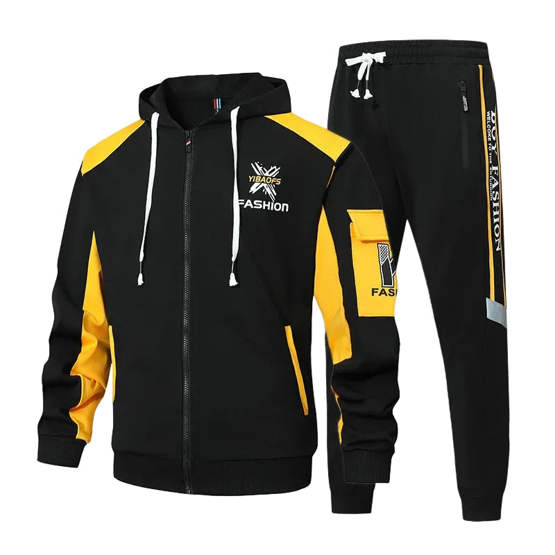 Men's Casual Printed Zip Up Cardigan and Pants Tracksuit Set