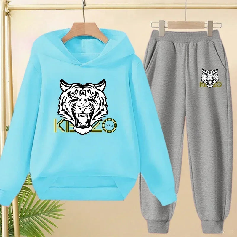 Kids' Tiger Print Hoodie Sweatshirt Pants Set