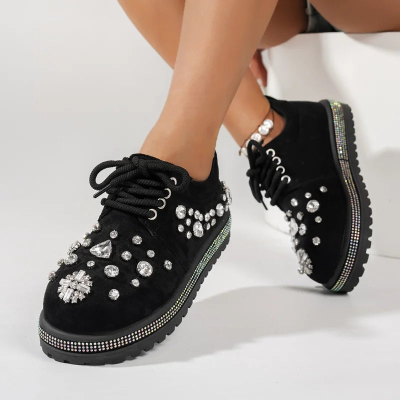 Women's Crystal Decoration Non-Slip Platform Casual Shoes