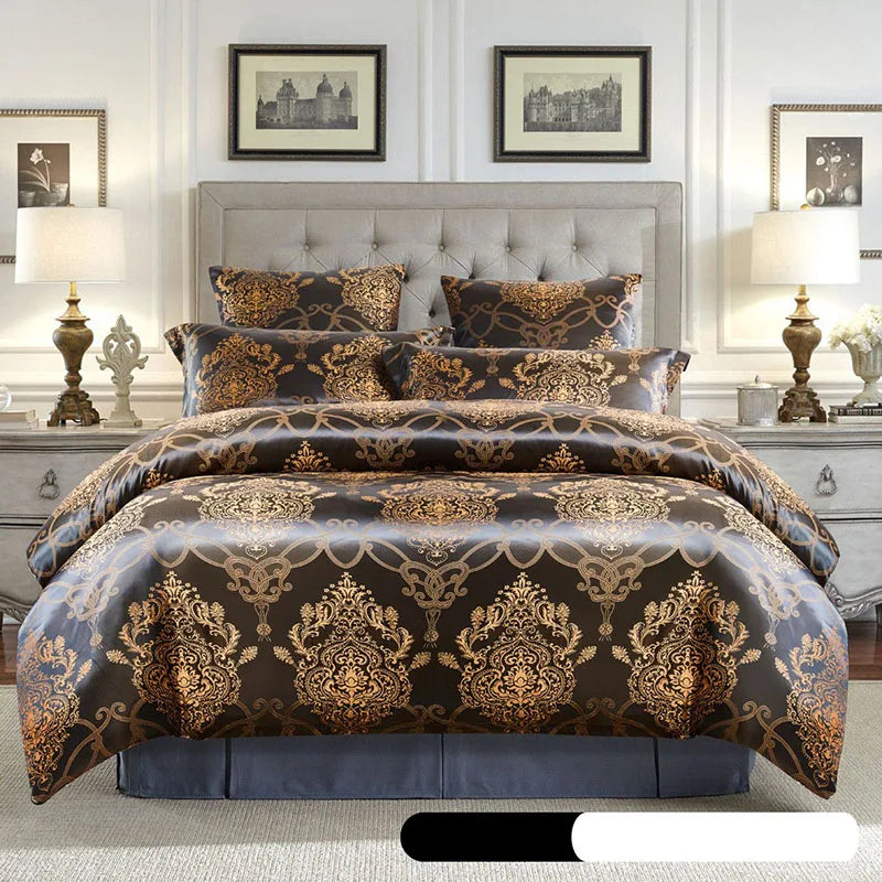 European Satin Jacquard Duvet Cover and Smooth Bedding Set