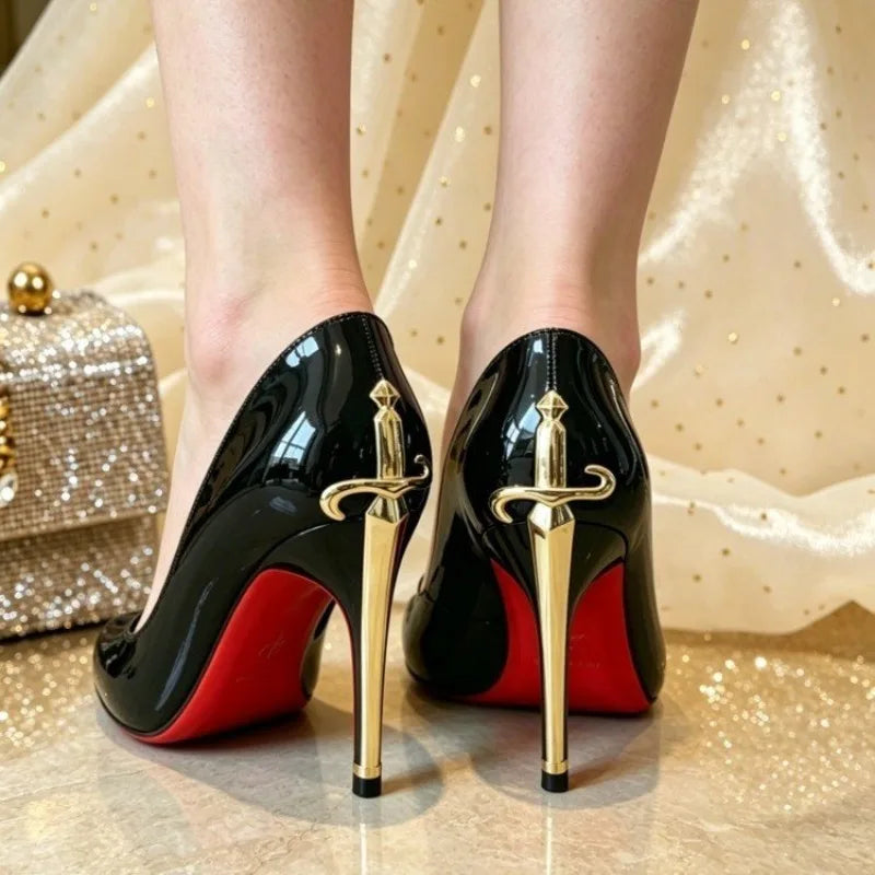 Women's Red Sole Pointed Toe High Heels Black