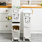 Double Partition Dry and Wet Separation Trash Can with Wheels