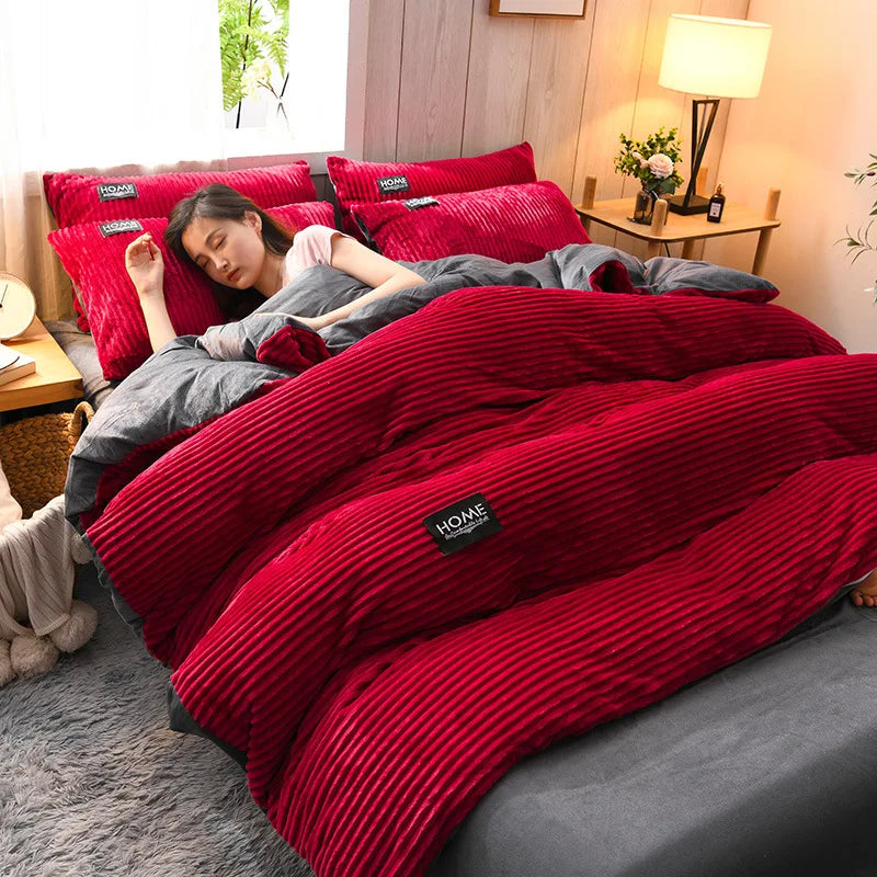 Velvet Duvet Cover and Winter Warm Quilt Bedding