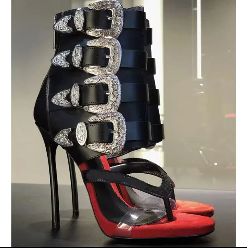 Women's Sexy Buckle Belt Zipper Modern High Heel Sandals