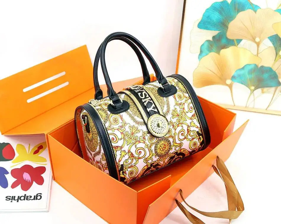 Women's Microfiber Synthetic Leather Boston Handbag
