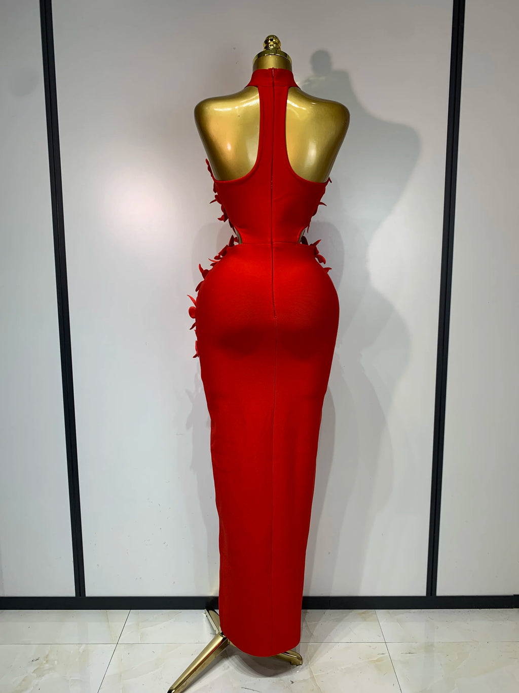 Women's Flower Hollow Out Sleeveless Knitted Bandage Dress