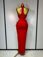 Women's Flower Hollow Out Sleeveless Knitted Bandage Dress