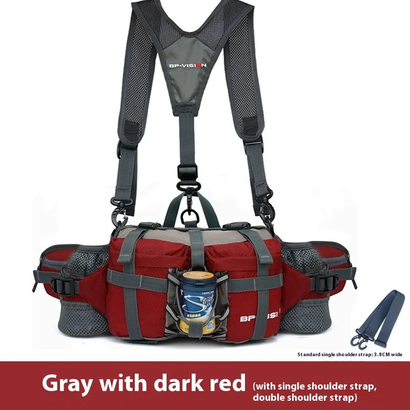 Waterproof Hiking Waist Bag with Reflective Strip and 1.3-Gallon Capacity