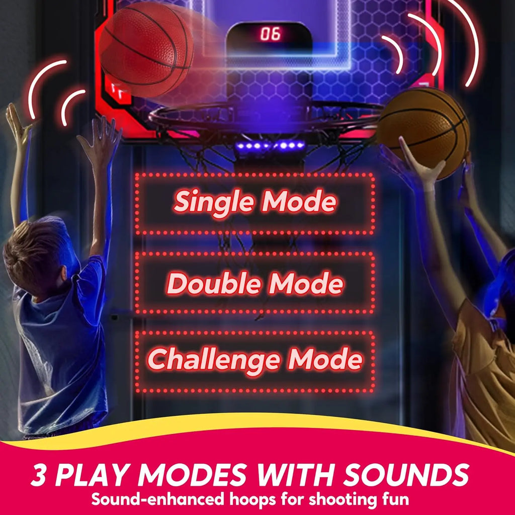 Kids Indoor Light Up Over the Door Basketball Hoop Set