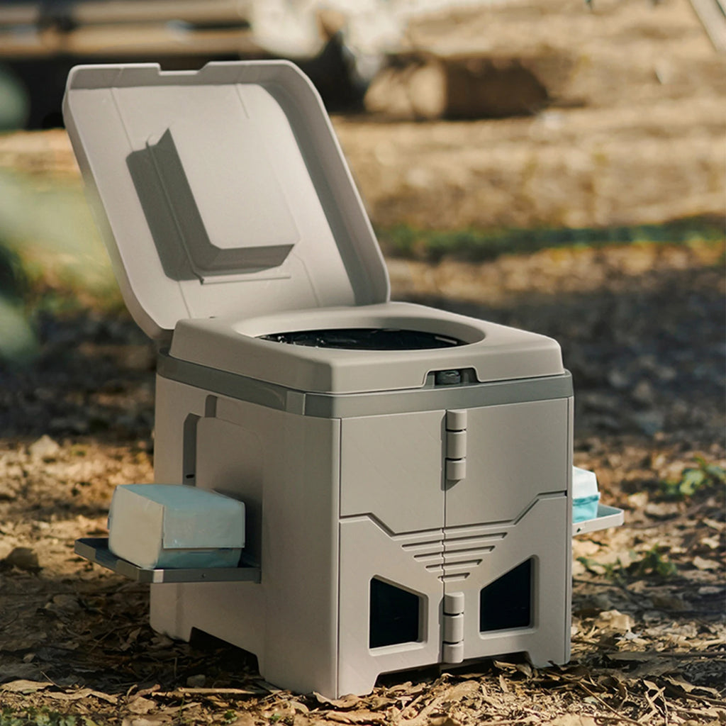 Portable Folding Camping Toilet with Lid and 330-lb Load Capacity