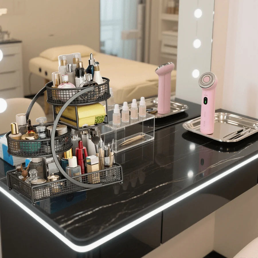 3-Tier Metal Countertop Makeup Organizer and Cosmetic Storage Shelf