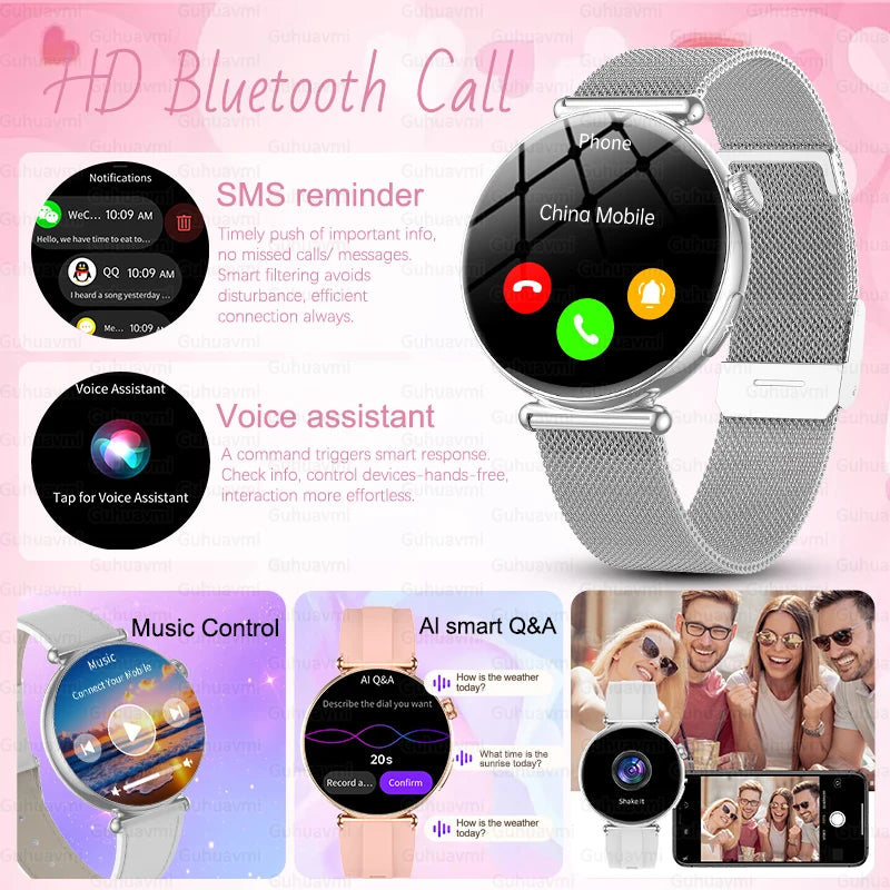 Women's 1.32 Inch AMOLED Screen Luxury Diamond Smartwatch