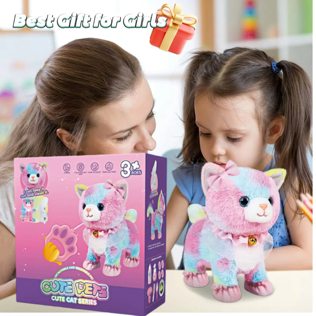 Kids' Interactive Walking Cat Toy with Leash and Sound Effects