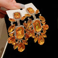 Women's Trendy Rhinestone Geometric Retro Exaggerated Drop Earrings