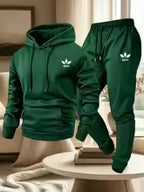 Men's Warm Fleece Lined Printed Hoodie and Jogger Pants Tracksuit Set