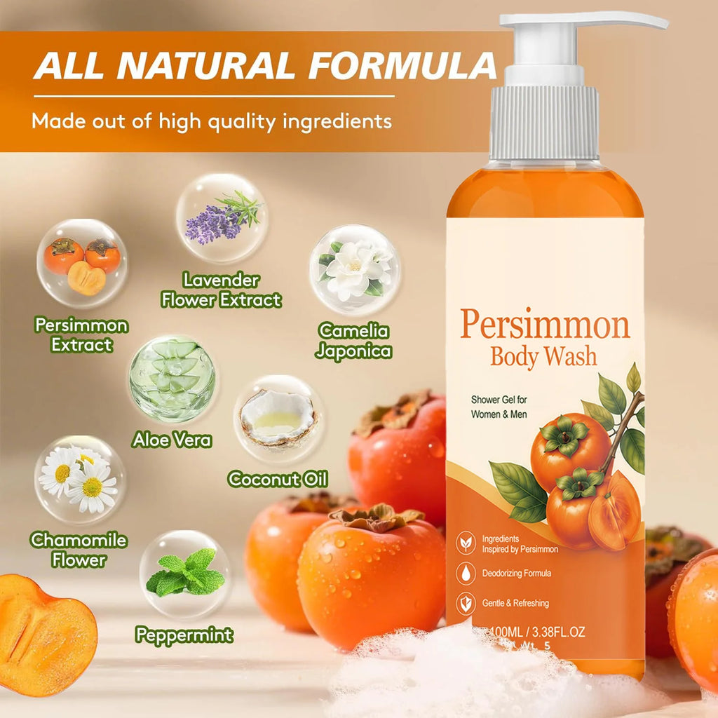 Unisex Persimmon Deodorizing Cleansing Soap Bar and Body Wash