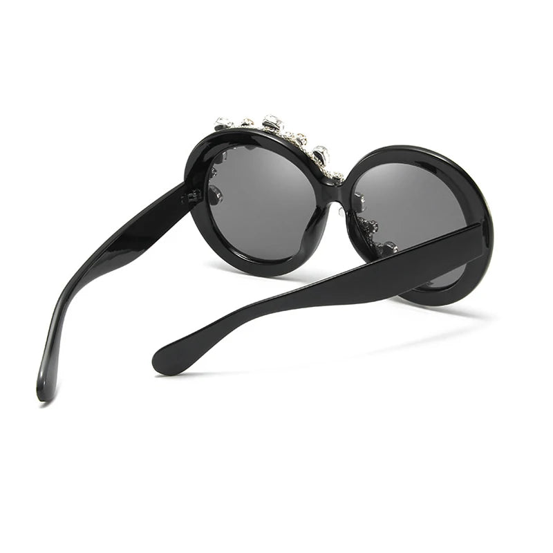 Women's Trendy Round Diamond Rhinestone Oversized Sunglasses