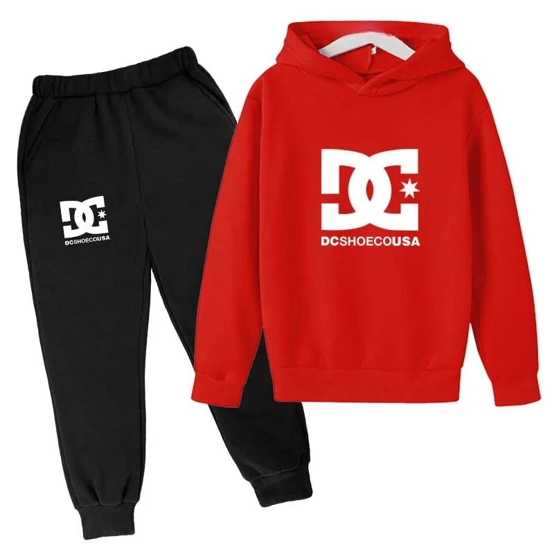 Kids' Casual Simple Print Hoodie Pants Two-Piece Set