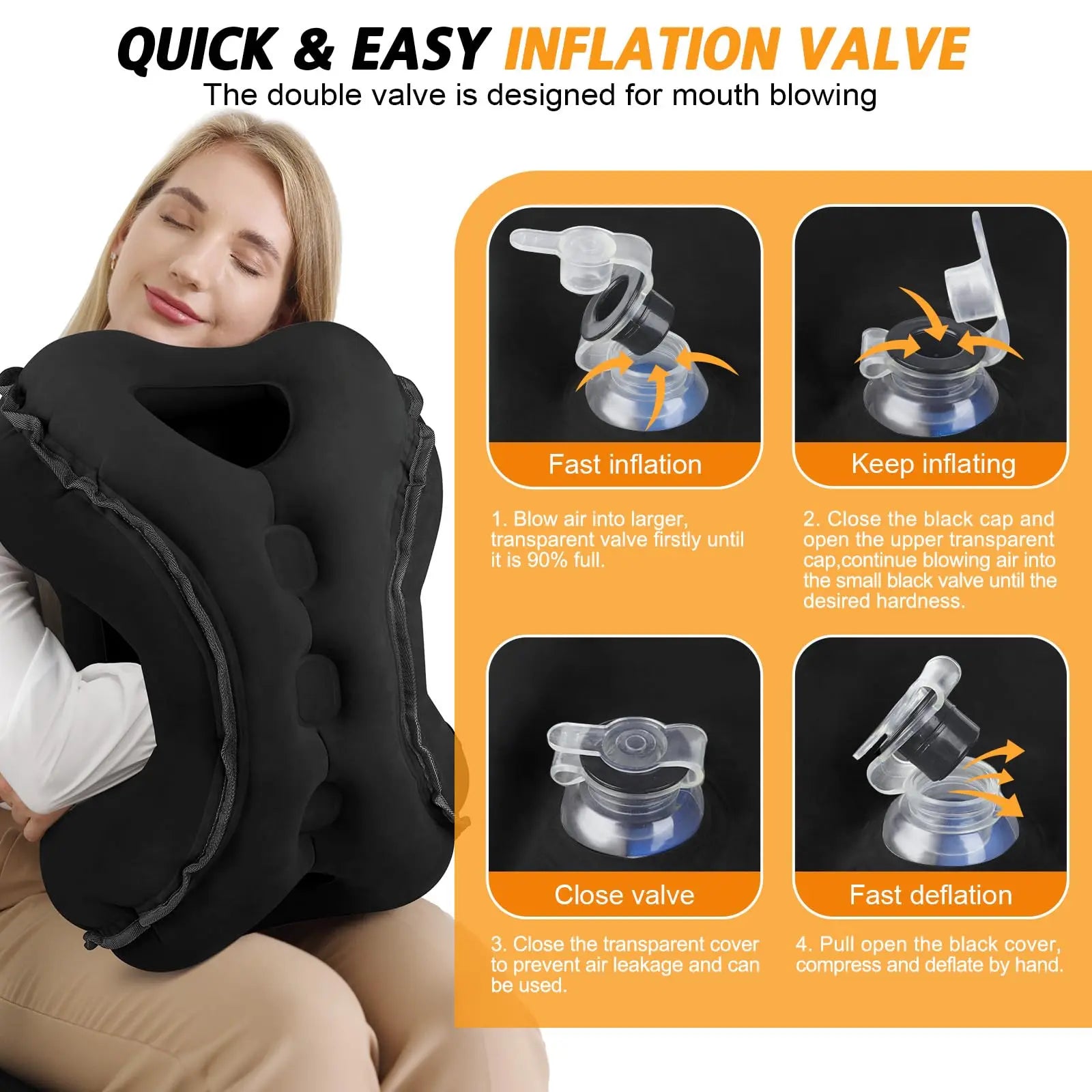 Inflatable Neck Pillow with Eye Mask and Earplugs