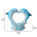 Dolphin Family Resin Statue and Ocean Tabletop Decorative Figurine